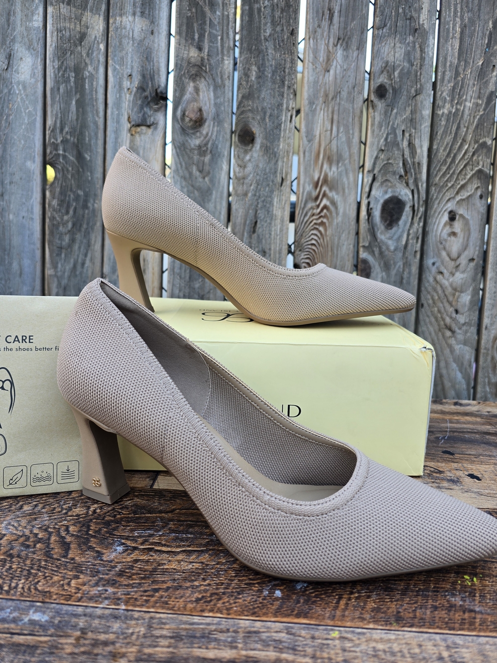 Classic Taupe Pointed Toe Mid Heel Pumps